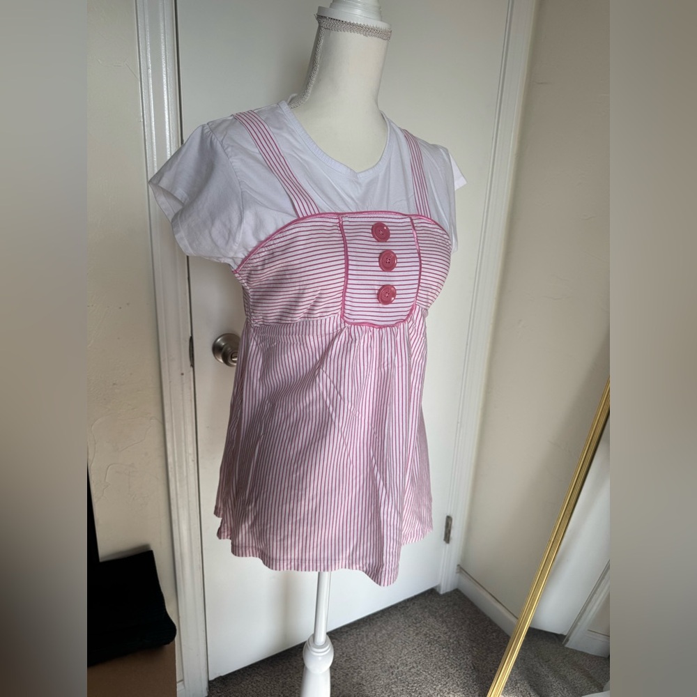 Y2K Vintage Route 66 Adorable pink pinstripe Kids Size X-large 14-16